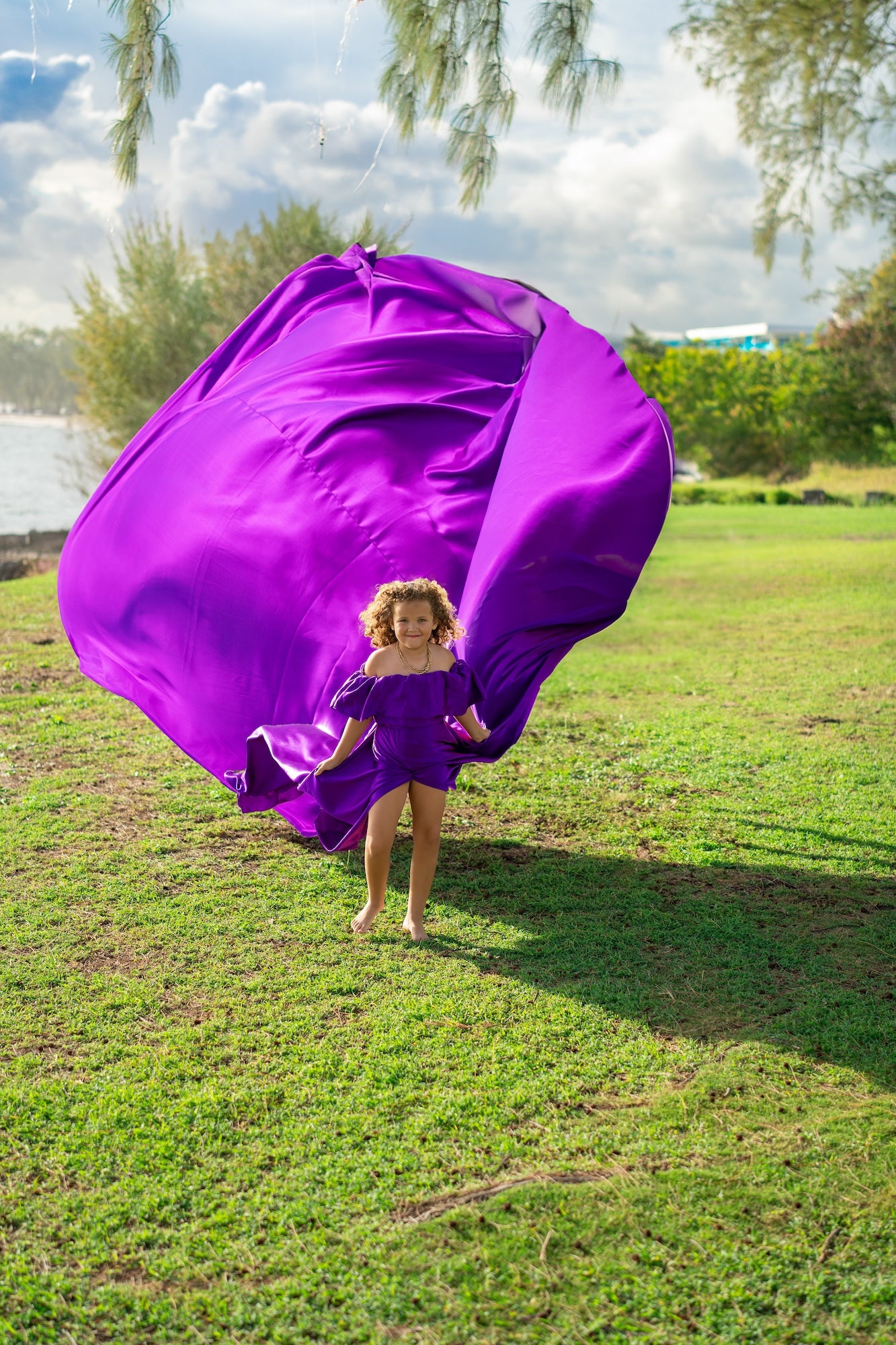 Flying Dress Barbados Photoshoot - Deep Purple Ruffle CHILD Ages 5 - 10