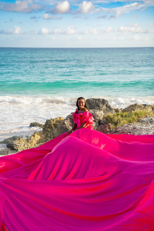Flying Dress Barbados Photoshoot - Raspberry Pink Ruffle