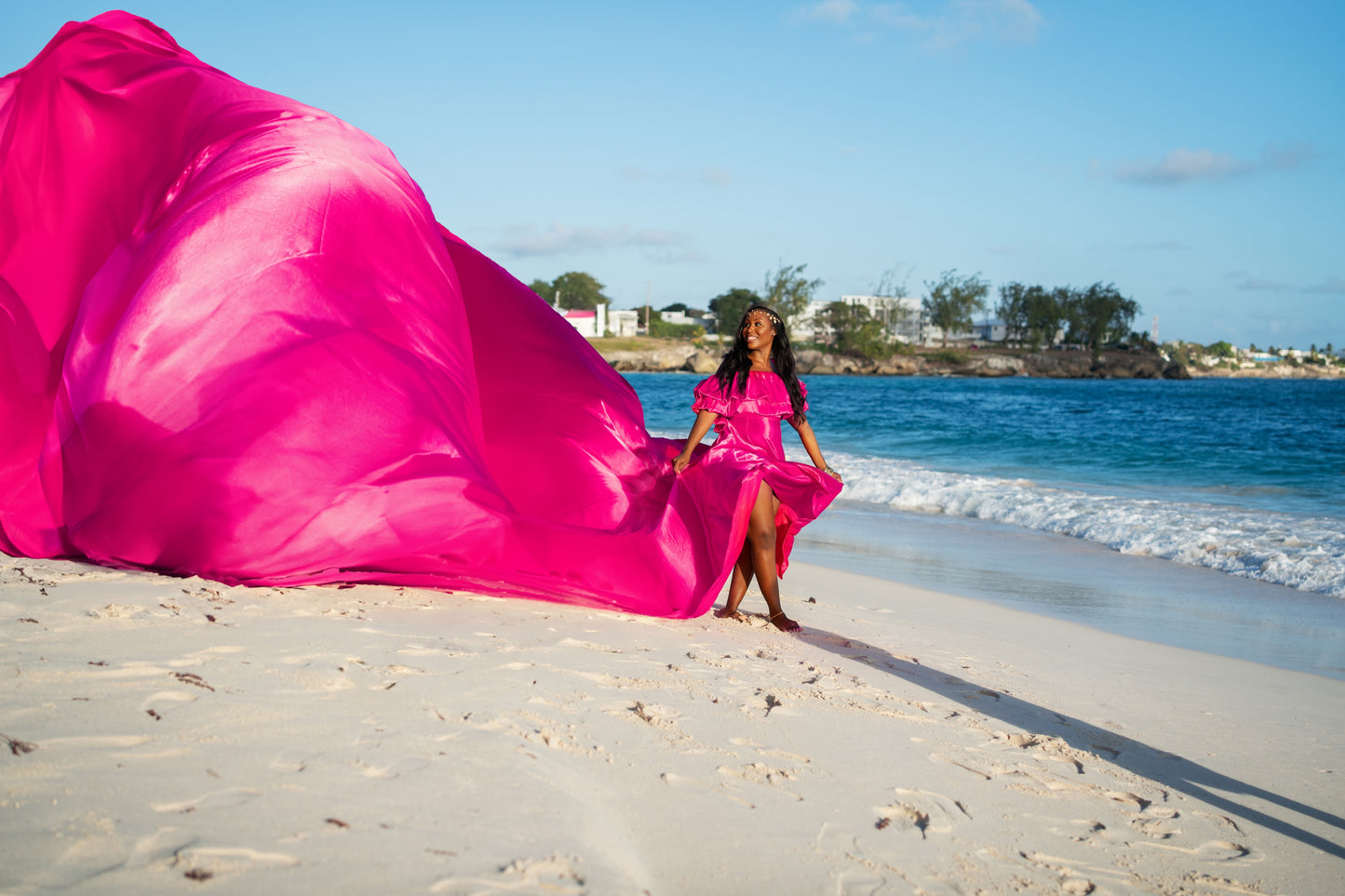 Flying Dress Barbados Photoshoot - Raspberry Pink Ruffle