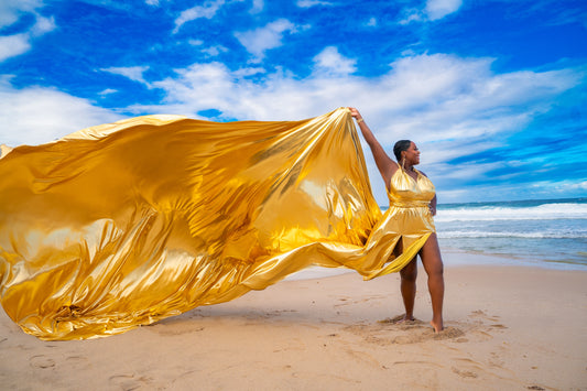 Flying Dress Barbados Photoshoot - Liquid Gold