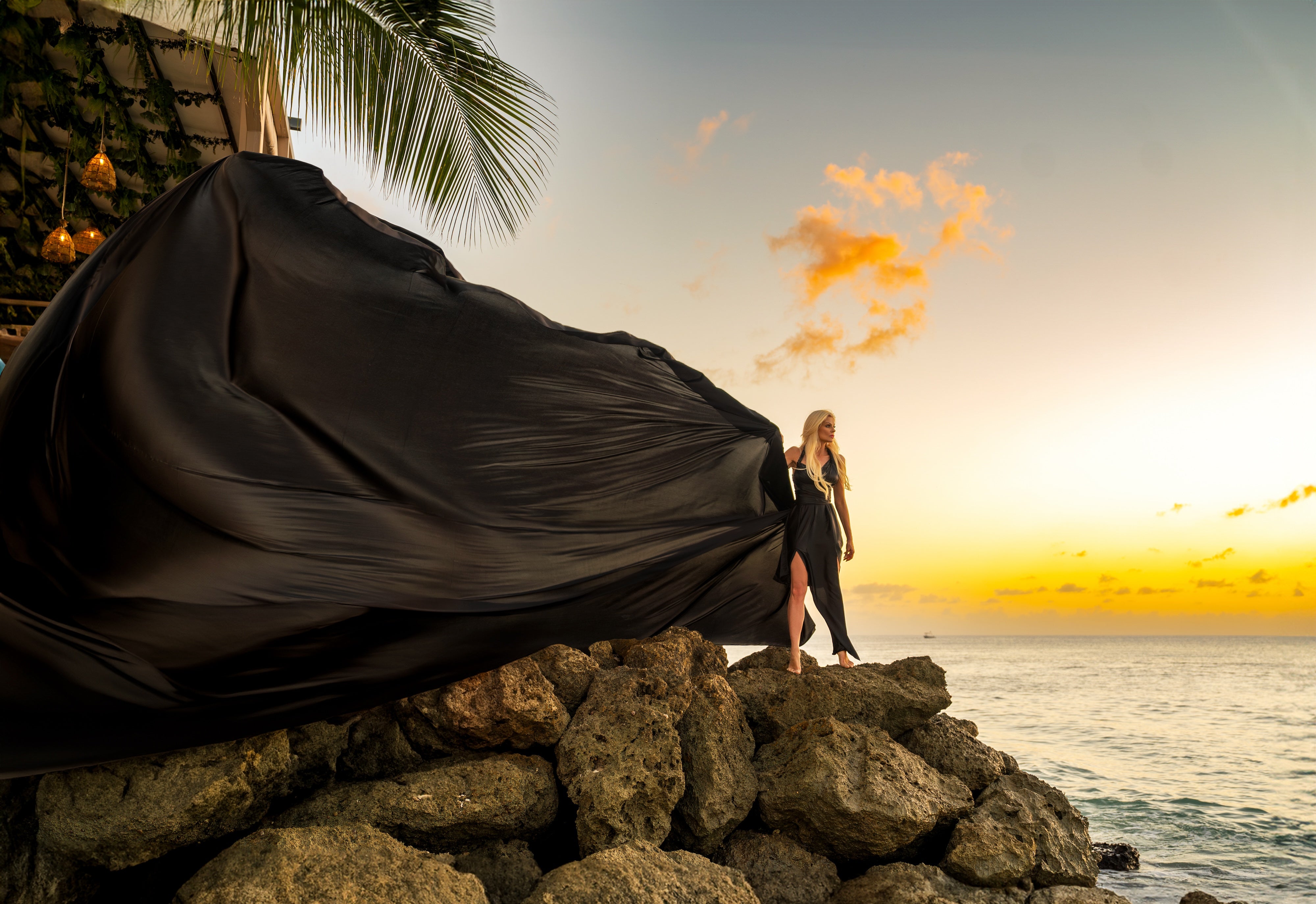 Flying Dress Barbados Photoshoot - Ebony Black Flying Dress Barbados Photoshoot - Ebony Black