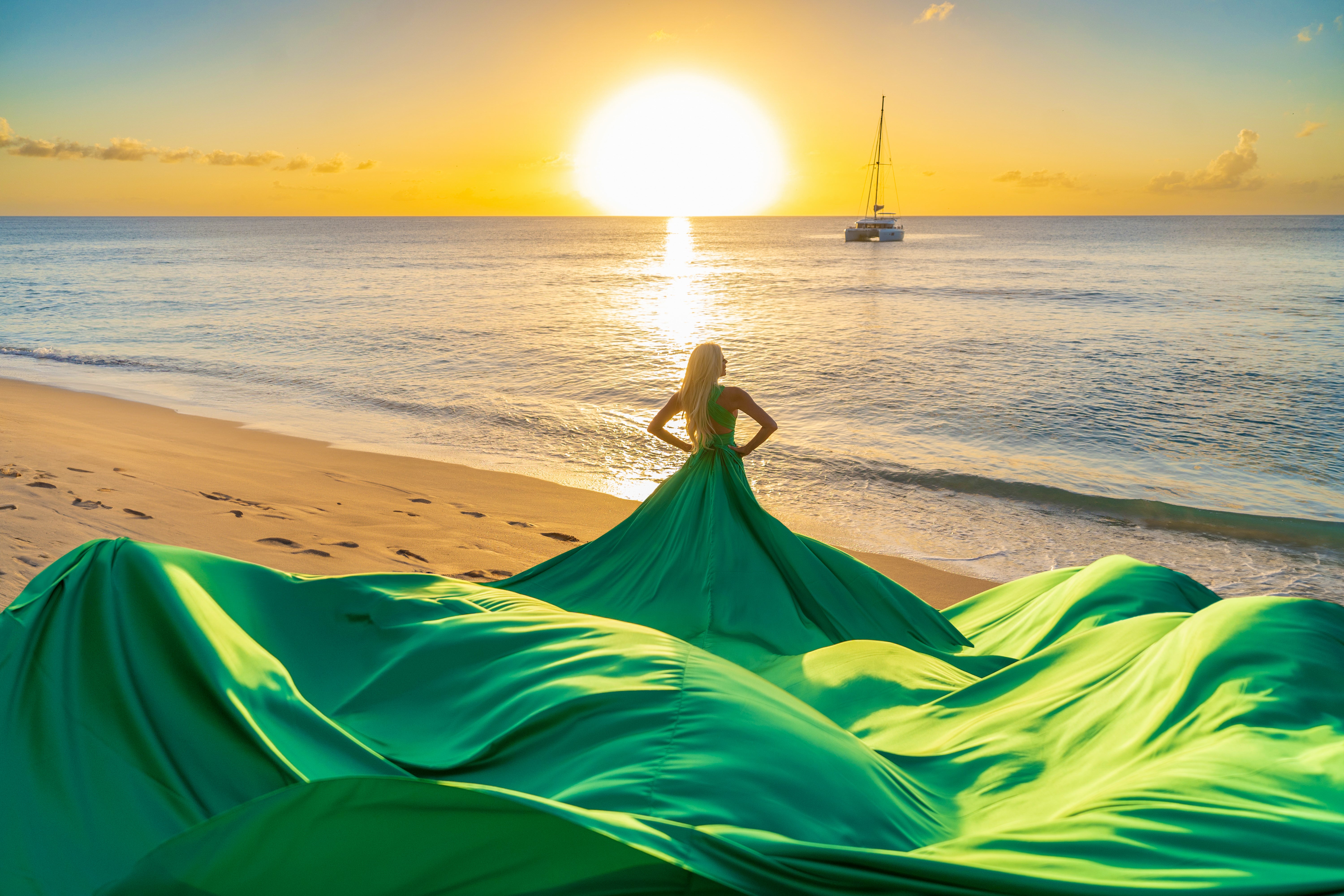 Flying Dress Barbados Photoshoot - Apple Green Flying Dress Barbados Photoshoot - Apple Green