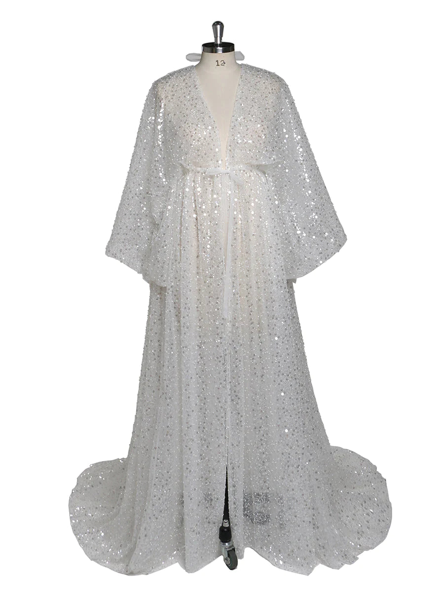 Bianca Sequins Dolman Sleeve Dress - White Bianca Sequins Dolman Sleeve Dress - White