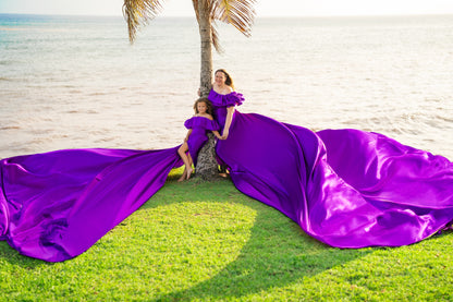 Flying Dress Barbados Photoshoot - Deep Purple Ruffle CHILD Ages 5 - 10