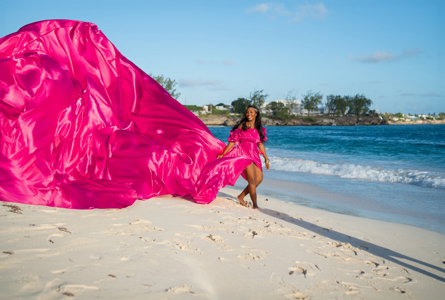 Flying Dress Barbados Photoshoot - Raspberry Pink Ruffle