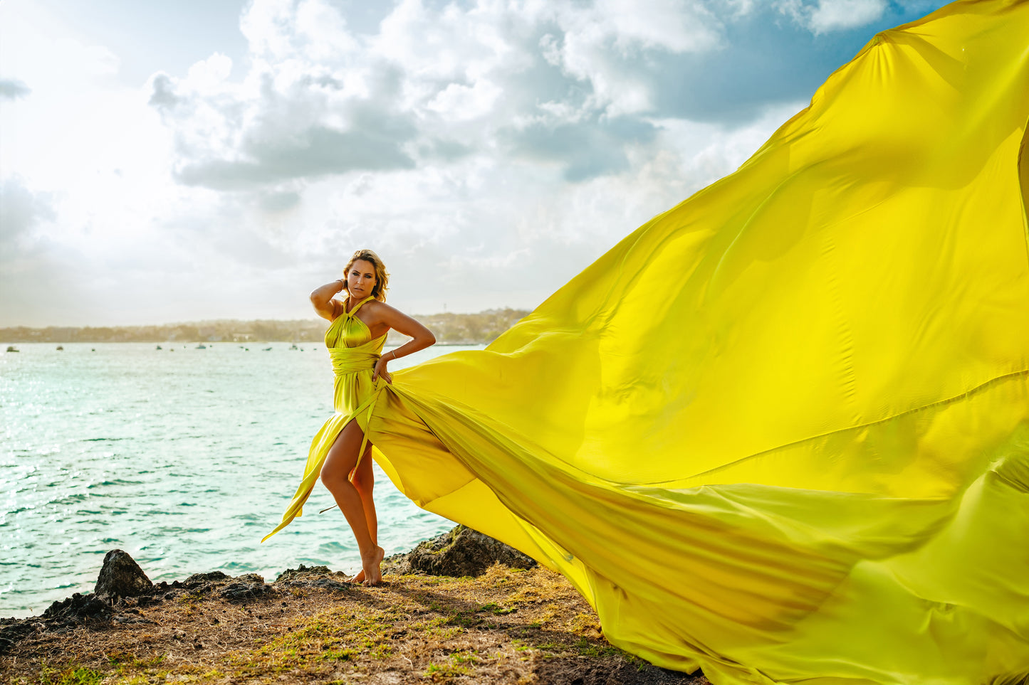 Flying Dress Barbados Photoshoot - Chartreuse