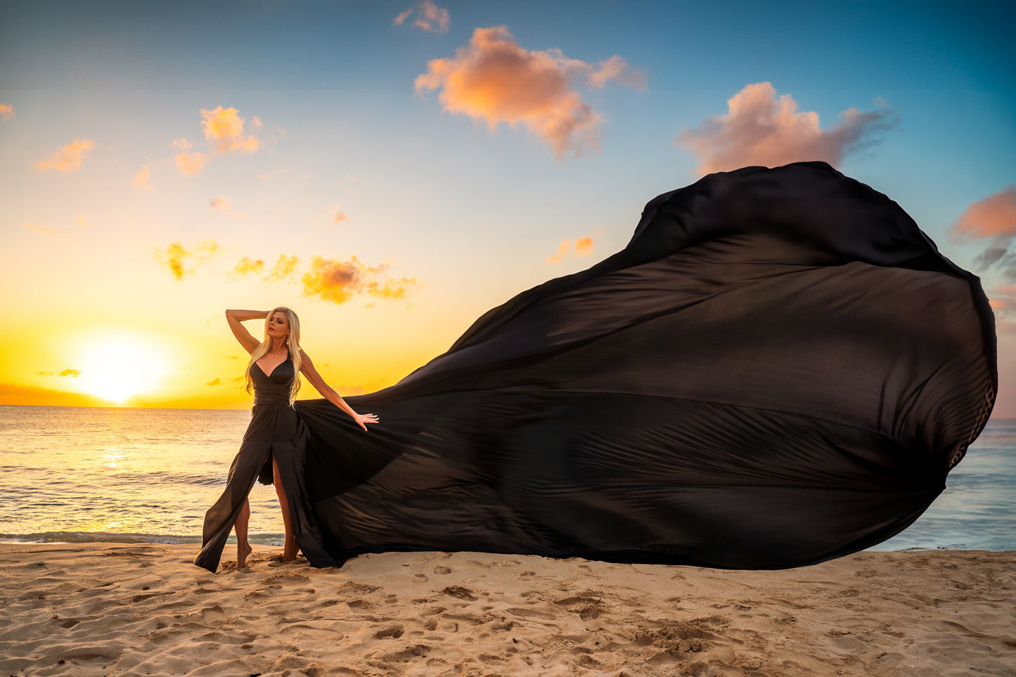 Flying Dress Barbados Photoshoot - Ebony Black