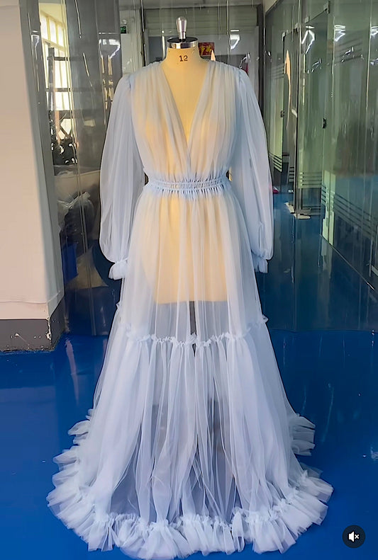 Jenni Baby Blue Sheer Tulle Dress