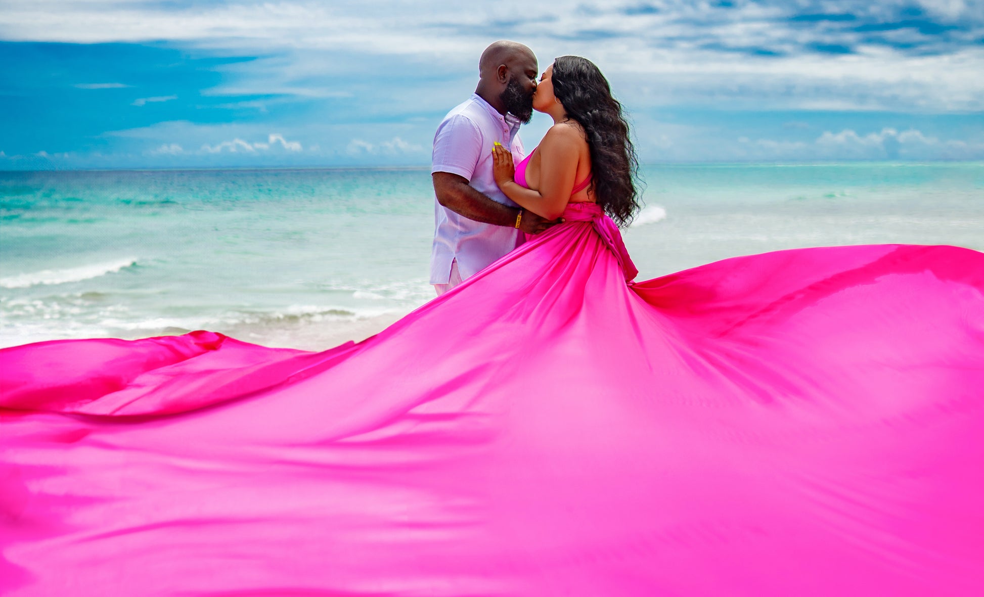 Flying Dress Barbados Photoshoot - Hot Fuchsia Flying Dress Barbados Photoshoot - Hot Fuchsia