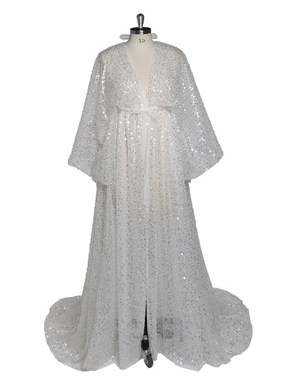 Bianca Sequins Dolman Sleeve Dress - White Bianca Sequins Dolman Sleeve Dress - White